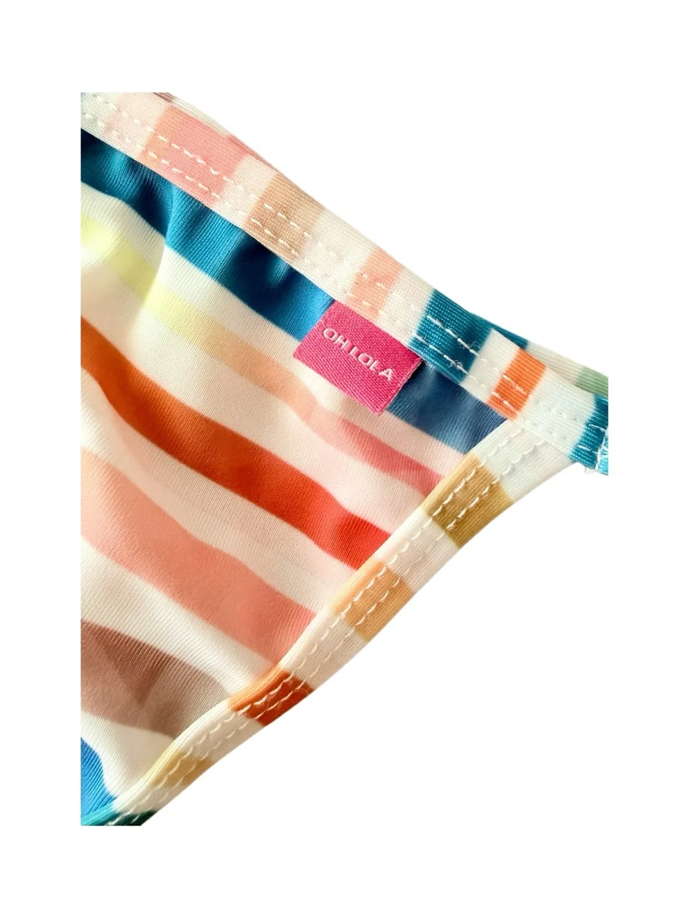 Oh Lola Swimwear Multicolor Stripe Micro Bikini + Pouch | Size Small
